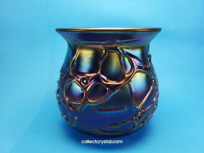 HAT Herb A. Thomas Hand Blown Artist Signed Iridescent Millefiori Art Glass Vase 6"