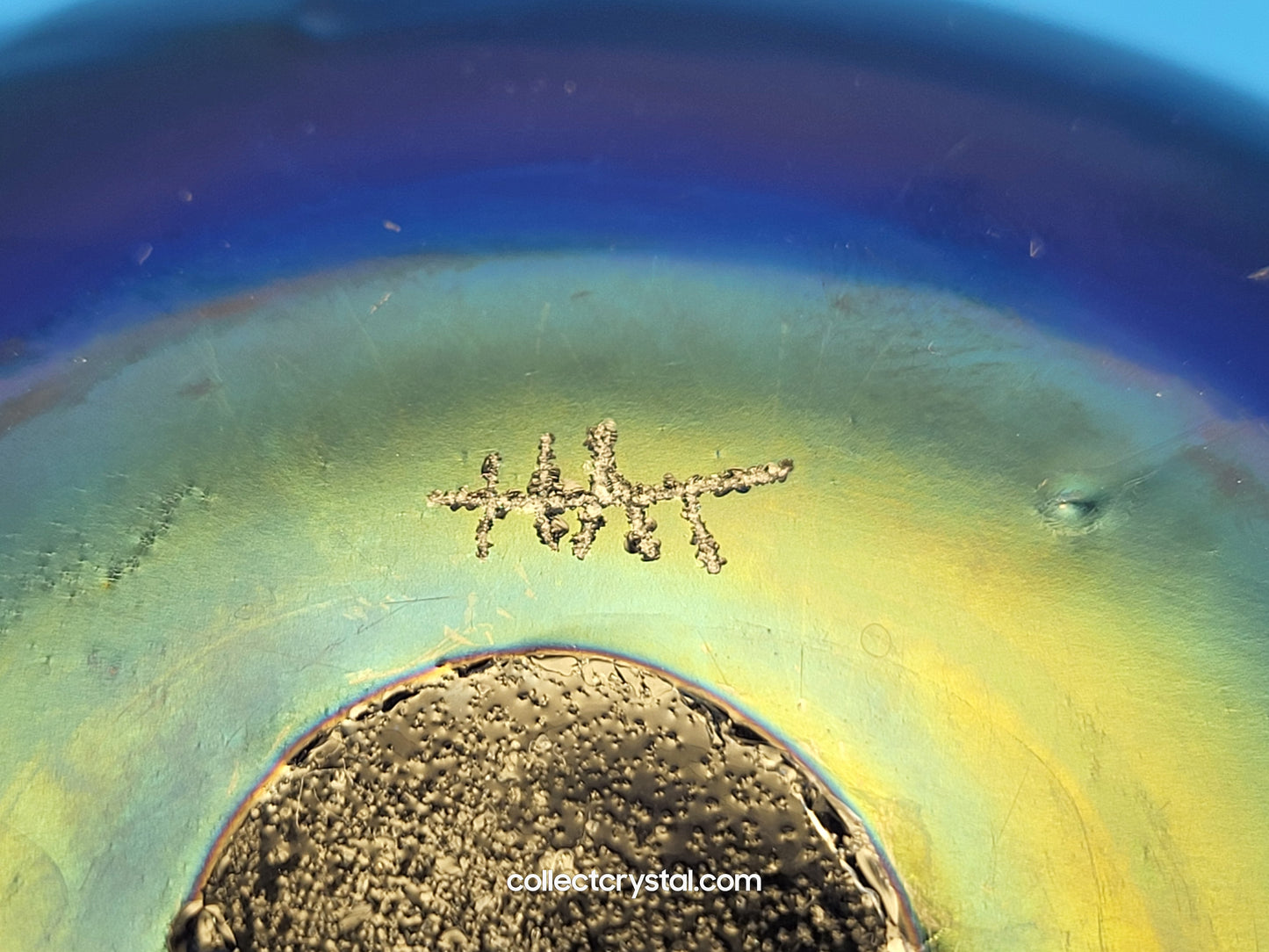 HAT Herb A. Thomas Hand Blown Artist Signed Iridescent Millefiori Art Glass Vase 6"