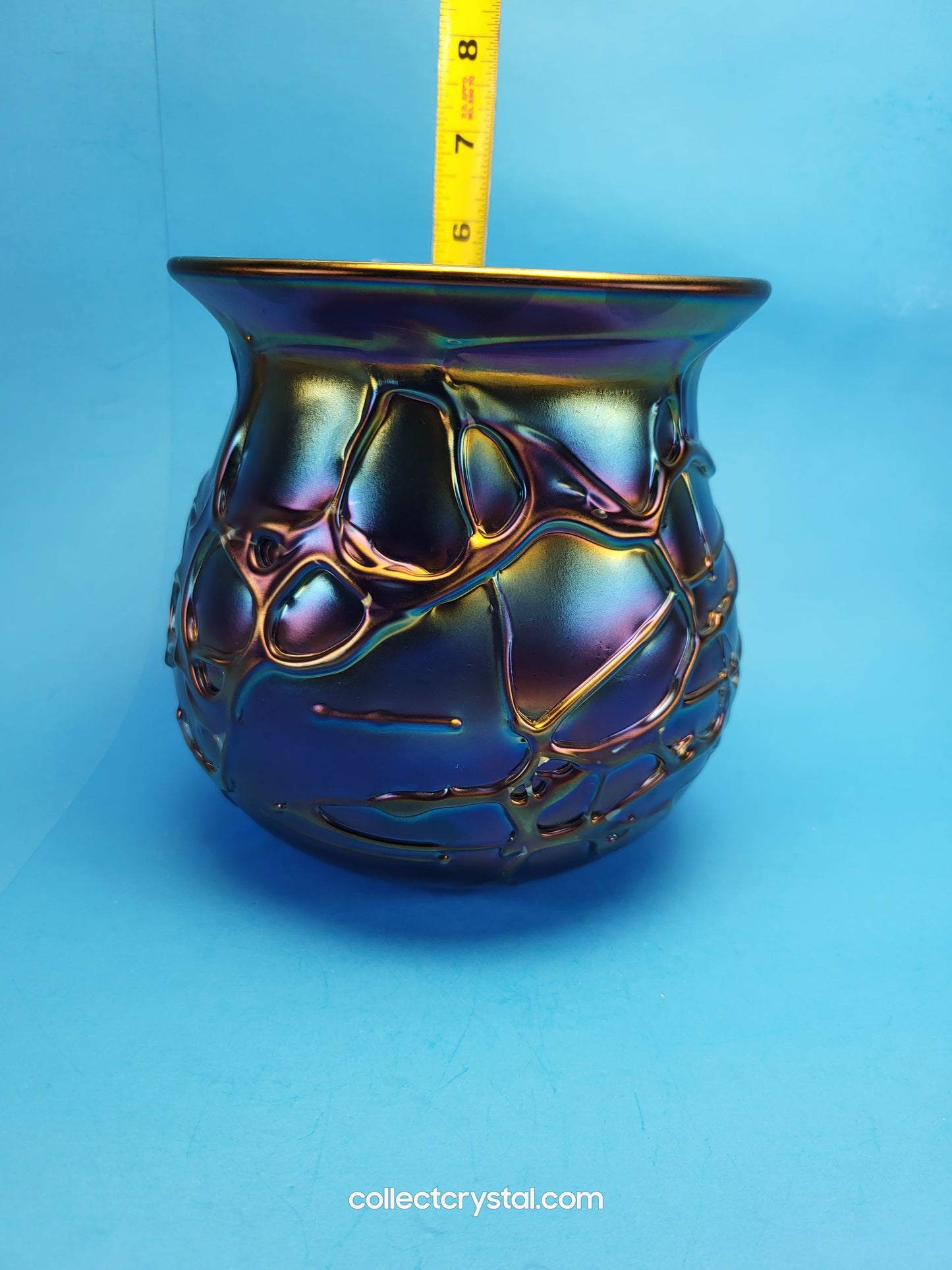 HAT Herb A. Thomas Hand Blown Artist Signed Iridescent Millefiori Art Glass Vase 6"