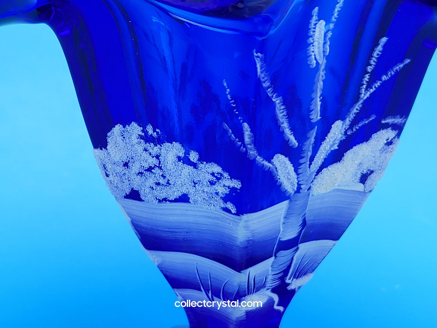 FENTON WINTER BASKET COBALT BLUE Hand painted by S. Stephens over 9" tall