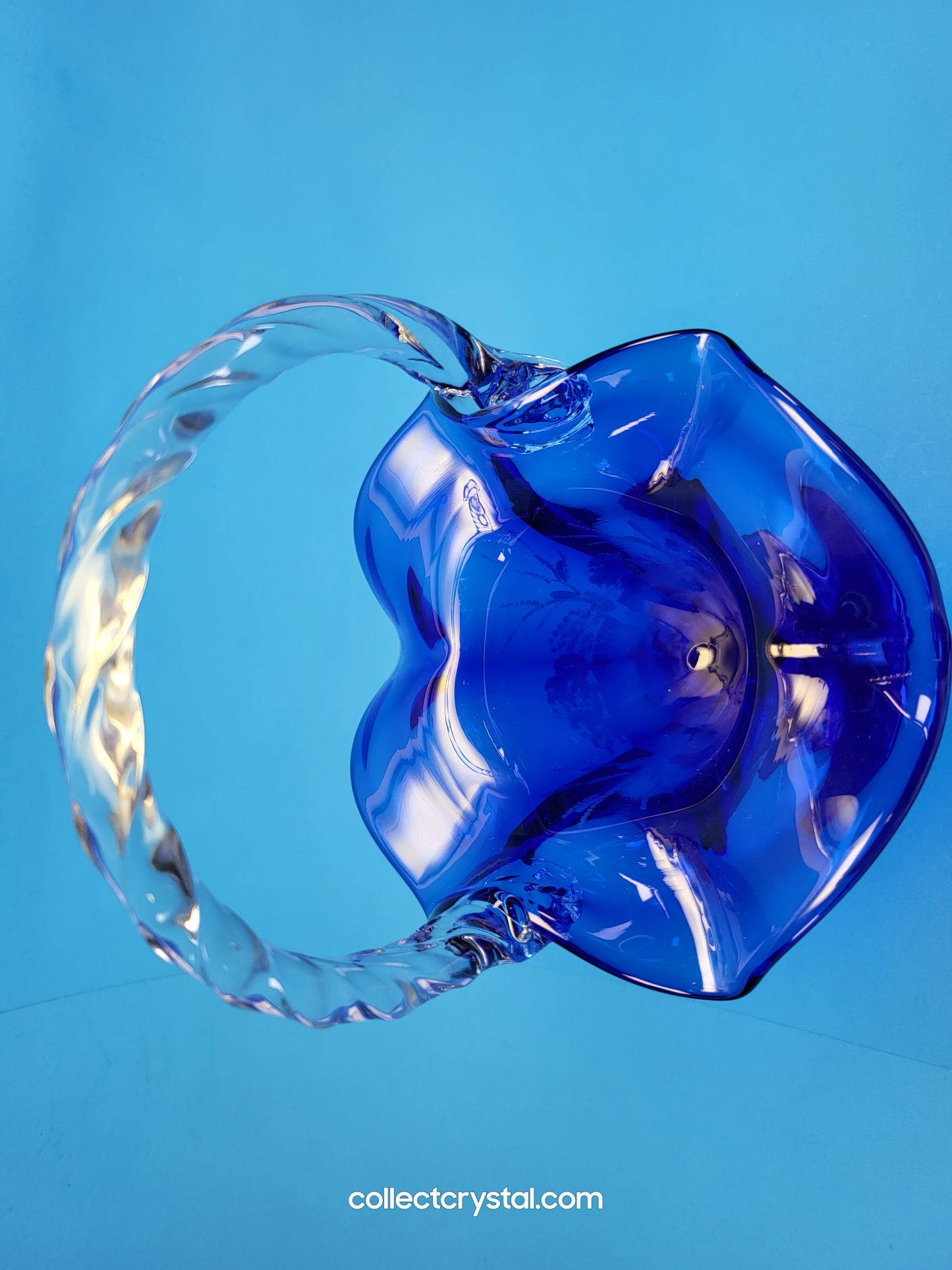 FENTON WINTER BASKET COBALT BLUE Hand painted by S. Stephens over 9" tall