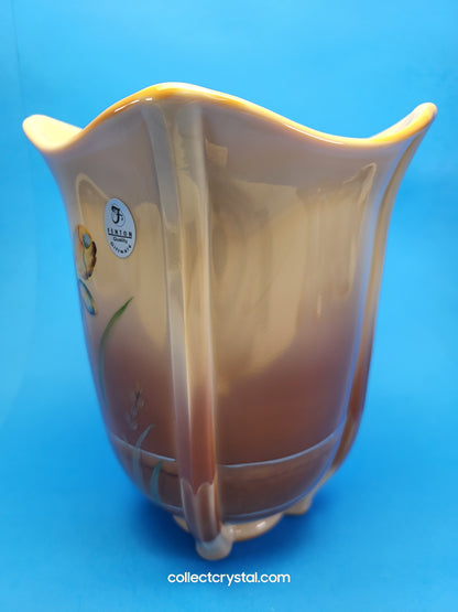 Fenton Pond Butterfly LE # 85 Chocolate Carmel Slag Glass Vase 2008 D Barbour
