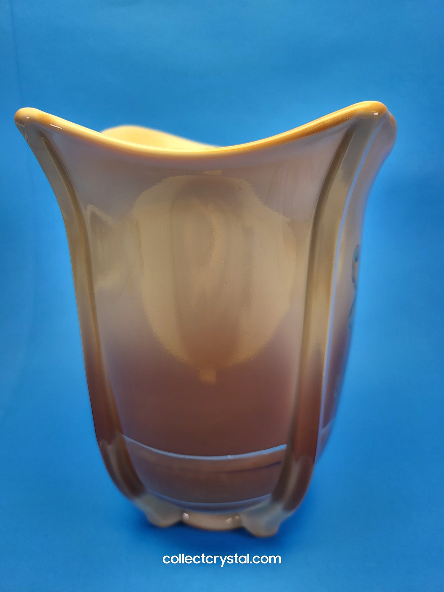 Fenton Pond Butterfly LE # 85 Chocolate Carmel Slag Glass Vase 2008 D Barbour