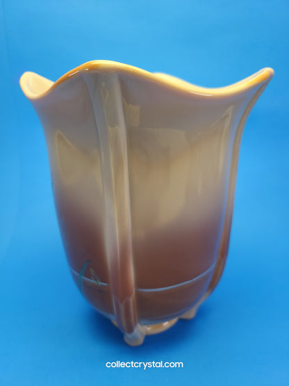 Fenton Pond Butterfly LE # 85 Chocolate Carmel Slag Glass Vase 2008 D Barbour