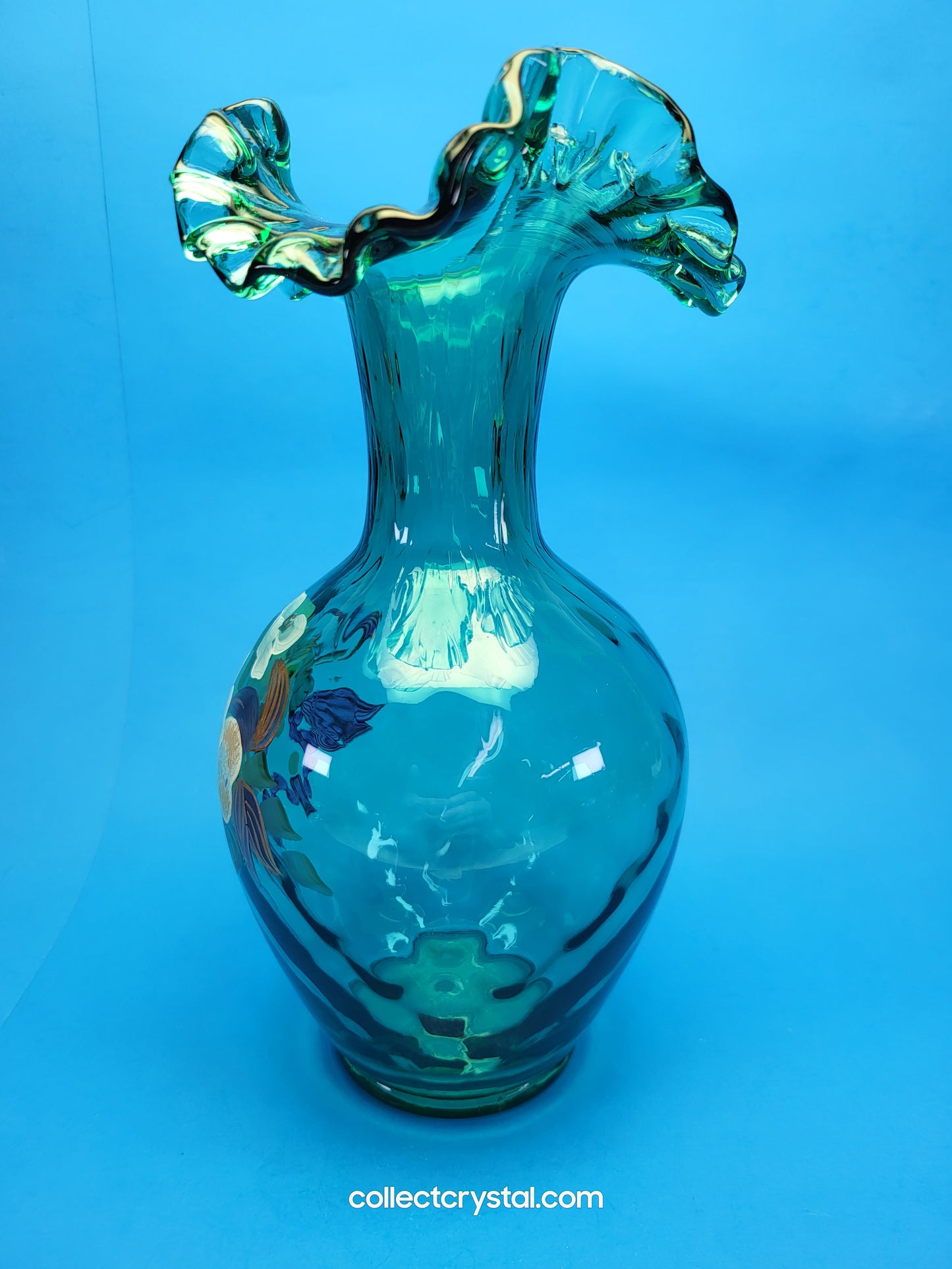 Fenton 1996 Magnolia and Berry on Spruce  9.5"  LE Vase  # 1054