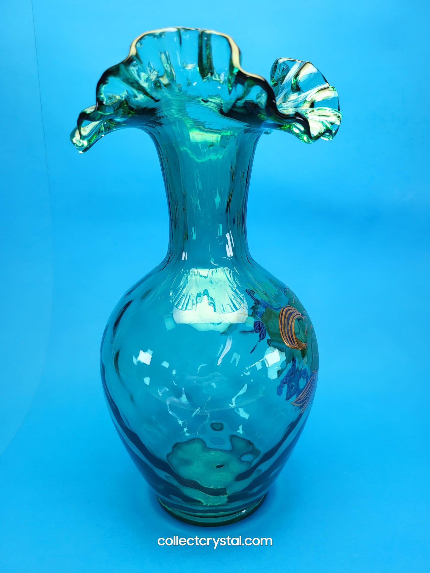 Fenton 1996 Magnolia and Berry on Spruce  9.5"  LE Vase  # 1054