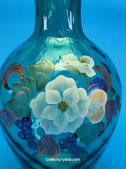 Fenton 1996 Magnolia and Berry on Spruce  9.5"  LE Vase  # 1054