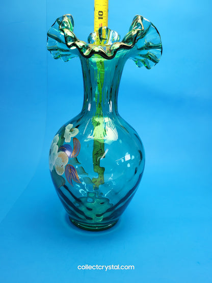 Fenton 1996 Magnolia and Berry on Spruce  9.5"  LE Vase  # 1054