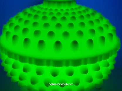 Fenton Custard Raised Hobnail covered Candy dish Uranium glass glows