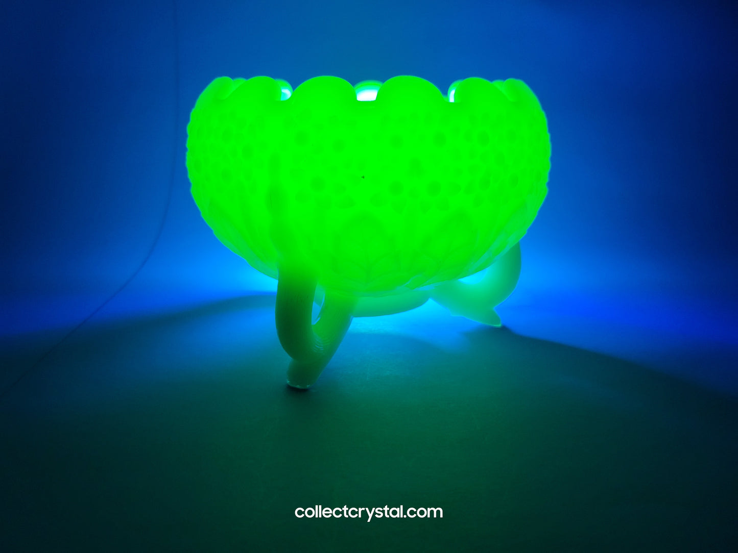 Fenton Custard Satin Uranium Footed Bowl or Candy dish ruffled top