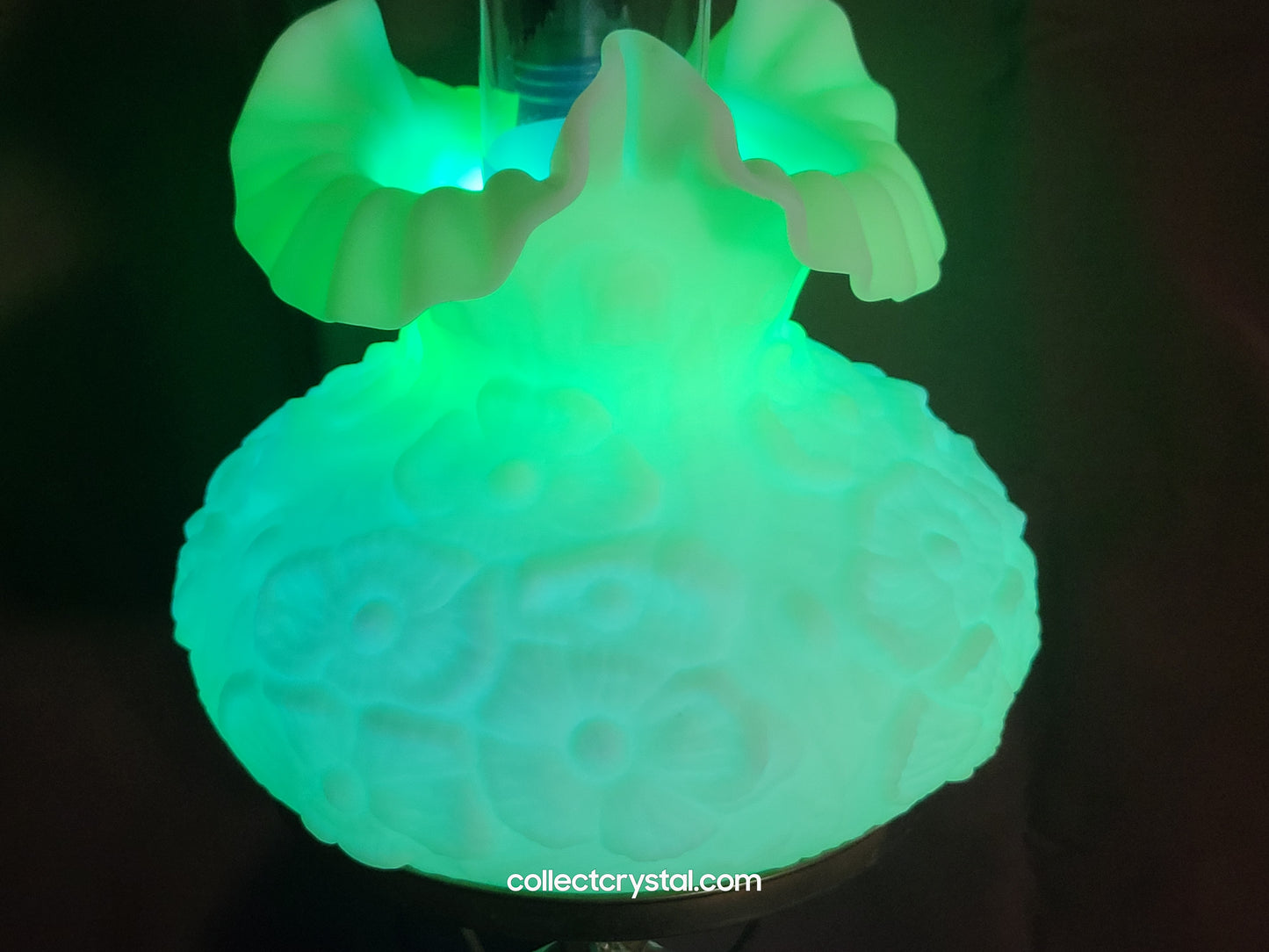 Fenton URANIUM Custard Poppy Student Lamp With Marble Base 20 Inches