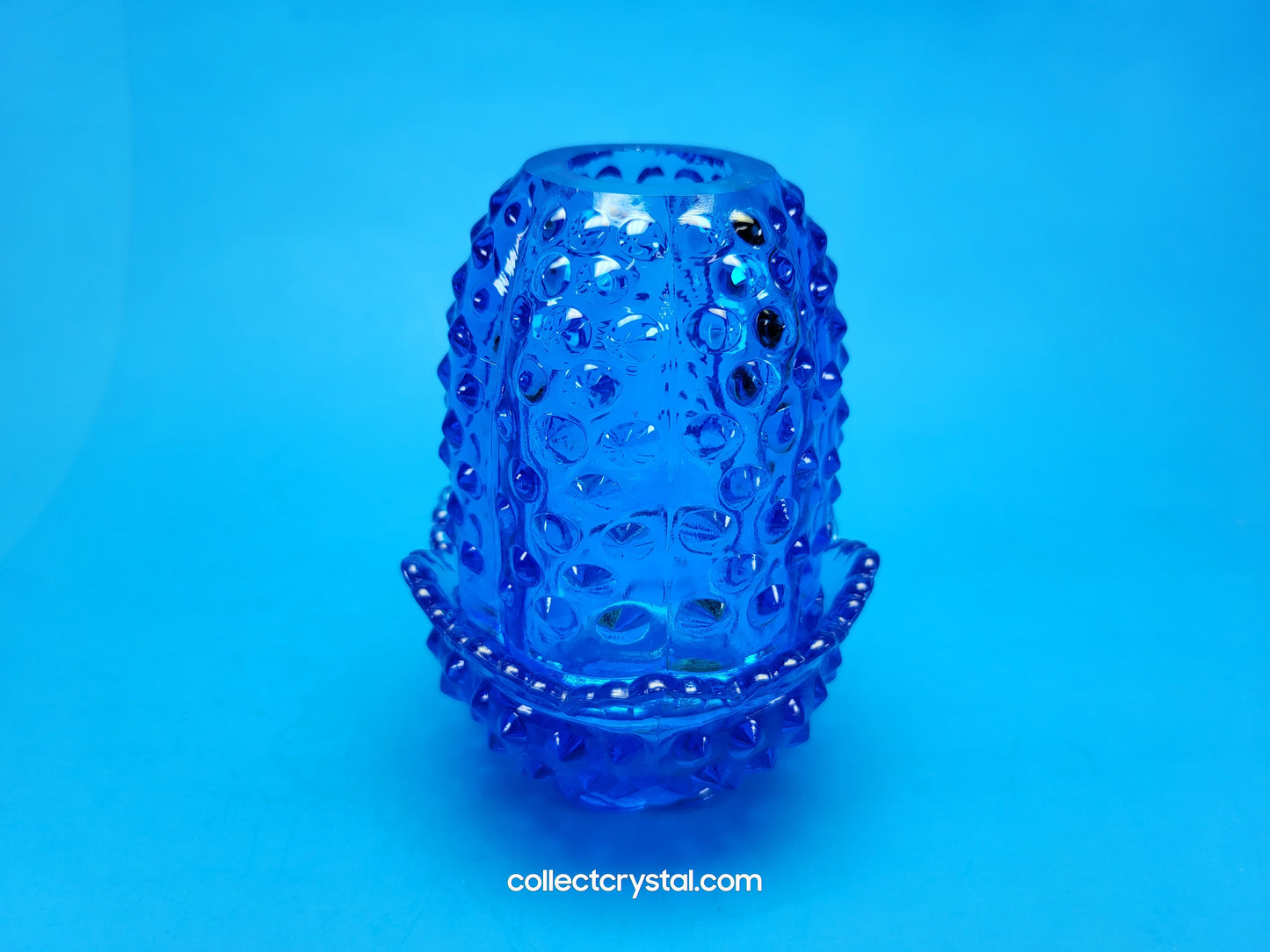 Fenton Blue Hobnail Pattern Fairy Lamp Vintage 4 1/2” Art Glass Colonial Light