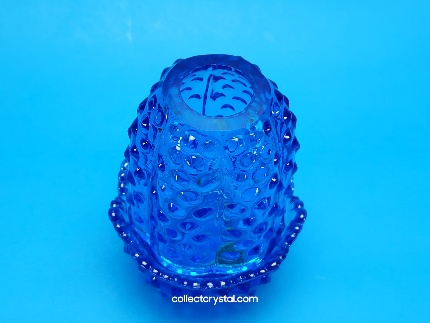 Fenton Blue Hobnail Pattern Fairy Lamp Vintage 4 1/2” Art Glass Colonial Light