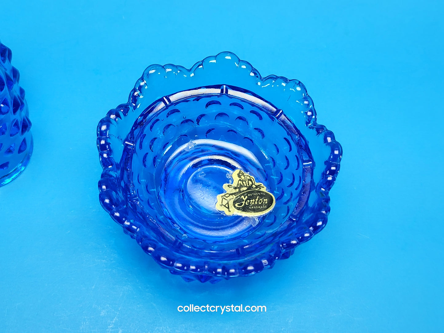 Fenton Blue Hobnail Pattern Fairy Lamp Vintage 4 1/2” Art Glass Colonial Light