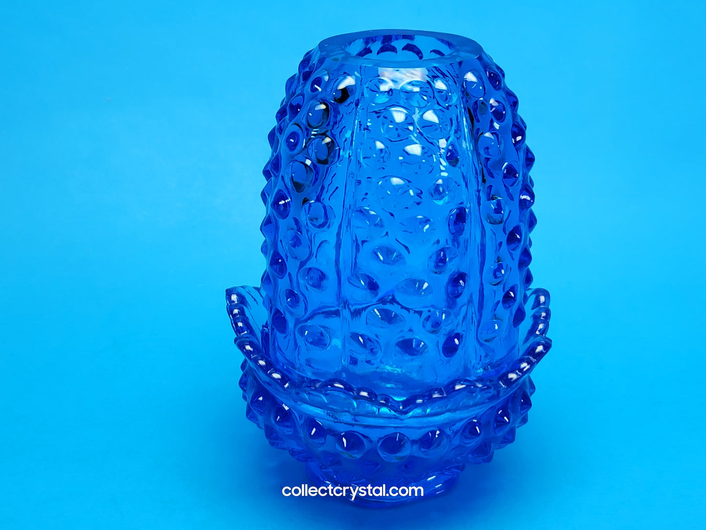 Fenton Blue Hobnail Pattern Fairy Lamp Vintage 4 1/2” Art Glass Colonial Light