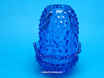 Fenton Blue Hobnail Pattern Fairy Lamp Vintage 4 1/2” Art Glass Colonial Light