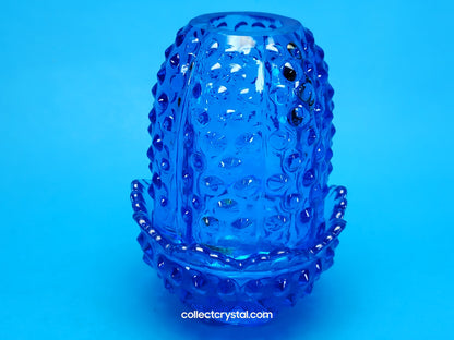 Fenton Blue Hobnail Pattern Fairy Lamp Vintage 4 1/2” Art Glass Colonial Light