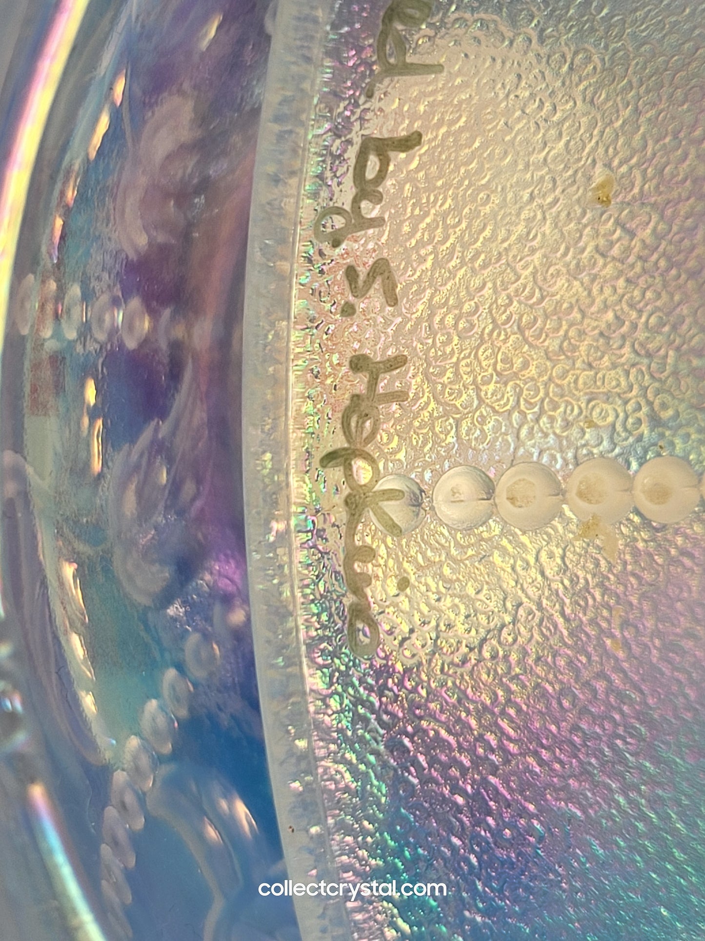 Fenton light Beaded Iridescent Hand Painted Fairy Lamp Holly Signed S. Hopkins