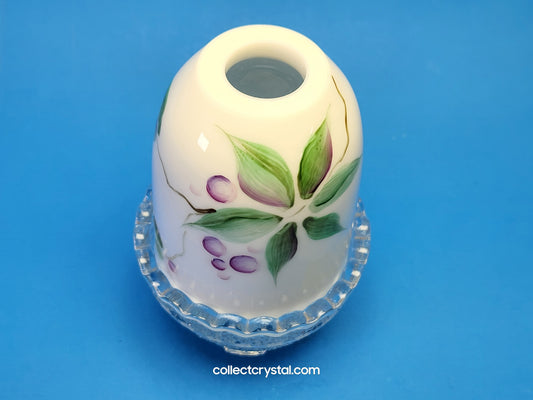 Fenton Glass Fairy Lamp Light w/ White Top & Clear bottom hp by K. Barley