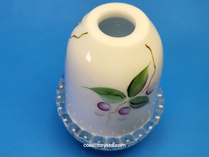 Fenton Glass Fairy Lamp Light w/ White Top & Clear bottom hp by K. Barley