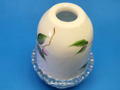 Fenton Glass Fairy Lamp Light w/ White Top & Clear bottom hp by K. Barley
