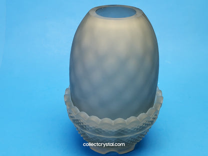 Fenton Glass Fairy lamp hp by Valory w Butterfly and floral. Frosted blue/grey