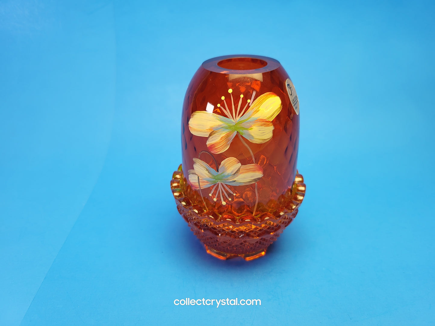 Fenton Fairy Lamp Orange/Yellow hp butterflies flowers hp by J. Cotshaw