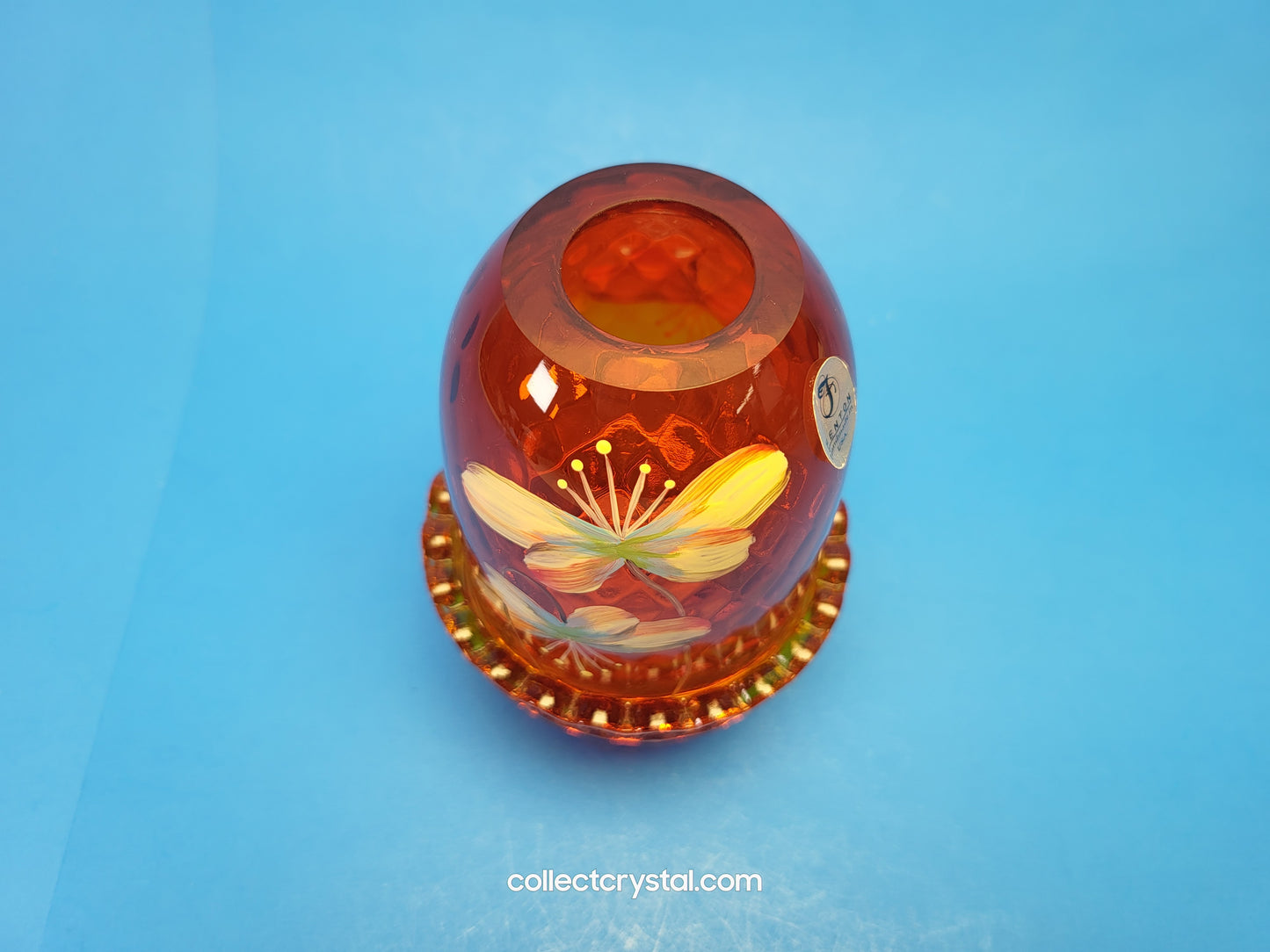 Fenton Fairy Lamp Orange/Yellow hp butterflies flowers hp by J. Cotshaw