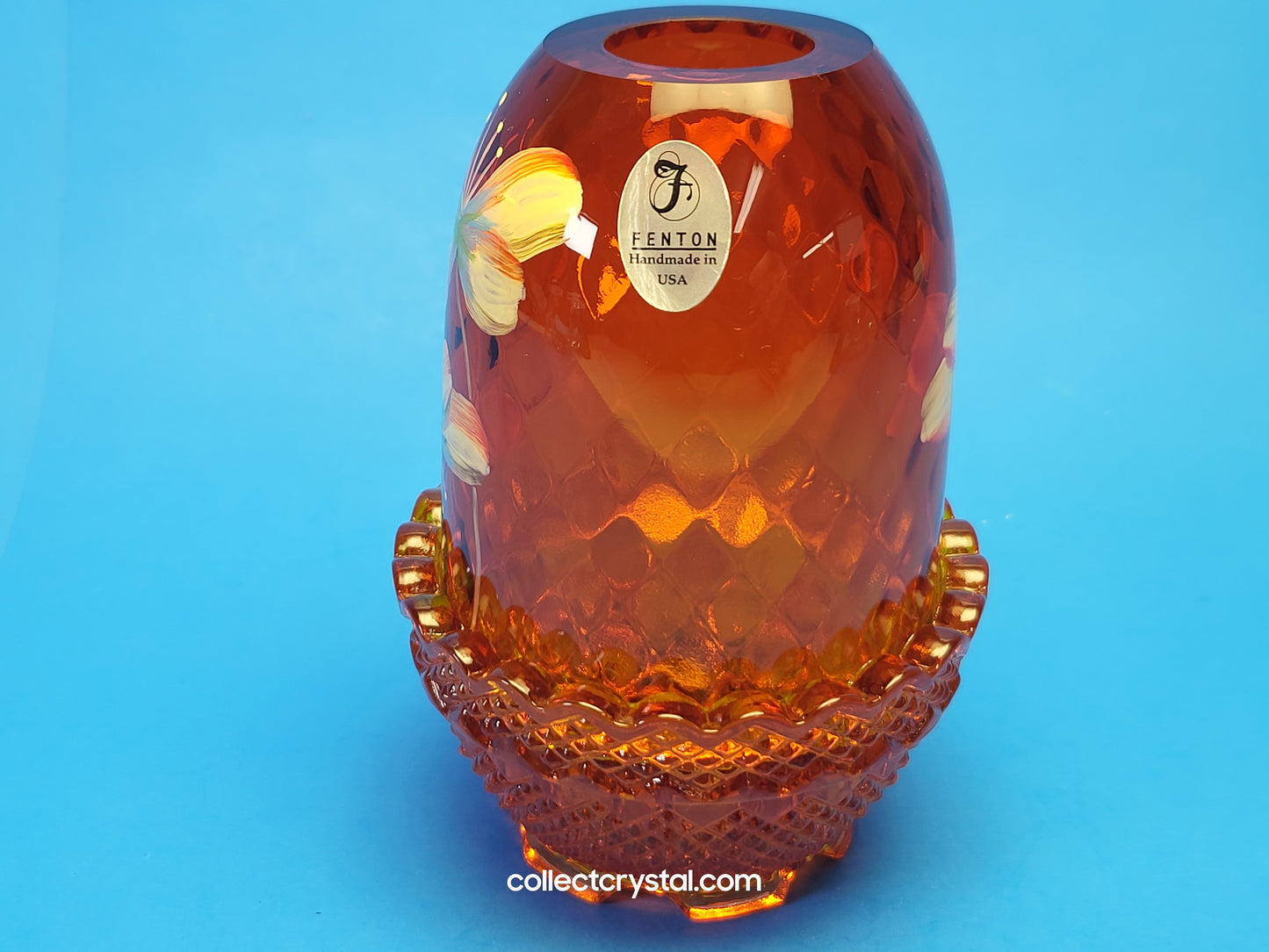 Fenton Fairy Lamp Orange/Yellow hp butterflies flowers hp by J. Cotshaw