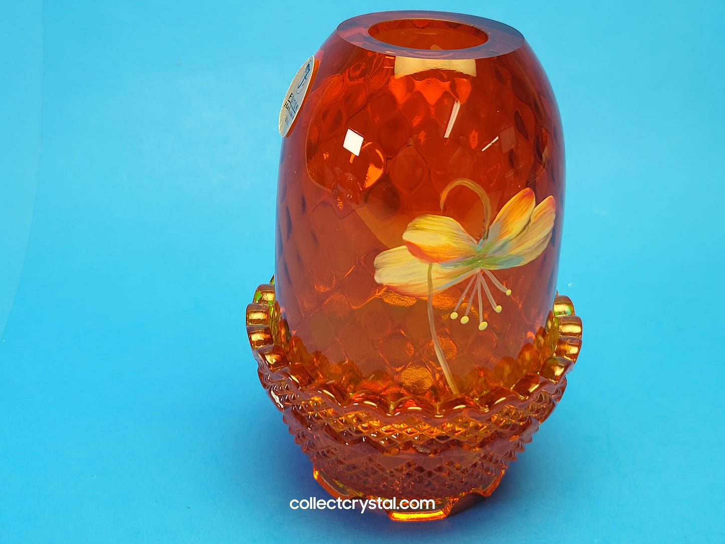Fenton Fairy Lamp Orange/Yellow hp butterflies flowers hp by J. Cotshaw