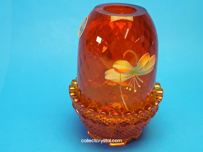 Fenton Fairy Lamp Orange/Yellow hp butterflies flowers hp by J. Cotshaw