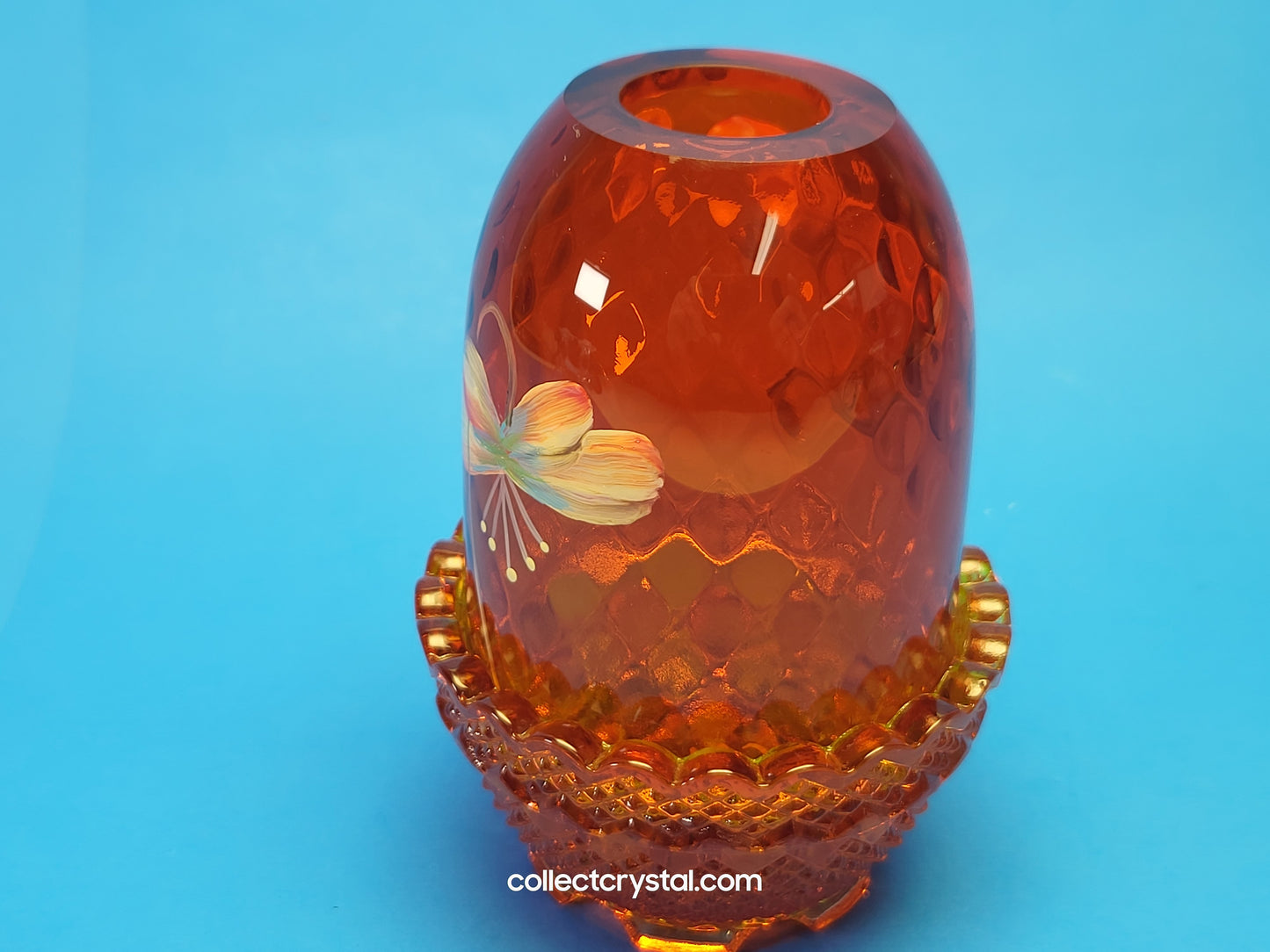 Fenton Fairy Lamp Orange/Yellow hp butterflies flowers hp by J. Cotshaw