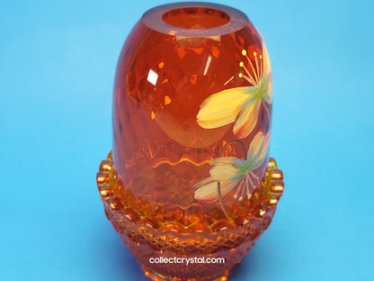 Fenton Fairy Lamp Orange/Yellow hp butterflies flowers hp by J. Cotshaw