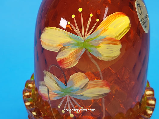 Fenton Fairy Lamp Orange/Yellow hp butterflies flowers hp by J. Cotshaw