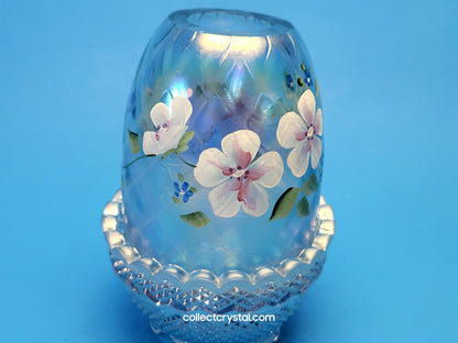 Fenton blue opalescent hp - S. Stephens blossoms fairy light lamp
