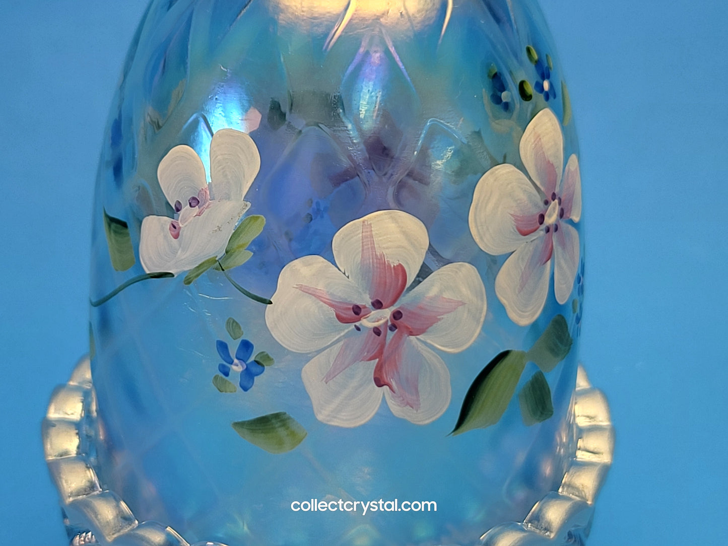 Fenton blue opalescent hp - S. Stephens blossoms fairy light lamp