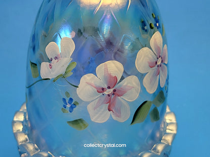 Fenton blue opalescent hp - S. Stephens blossoms fairy light lamp