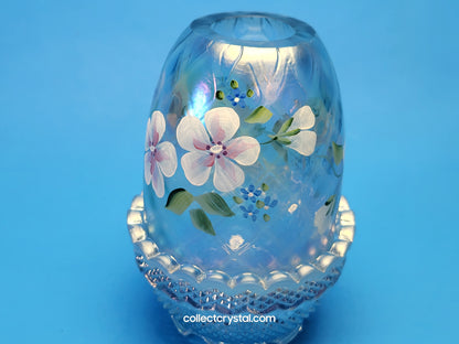 Fenton blue opalescent hp - S. Stephens blossoms fairy light lamp