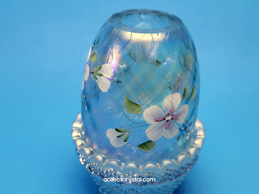 Fenton blue opalescent hp - S. Stephens blossoms fairy light lamp