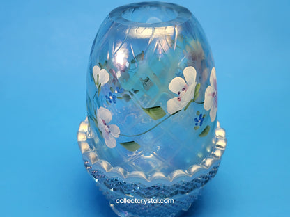 Fenton blue opalescent hp - S. Stephens blossoms fairy light lamp