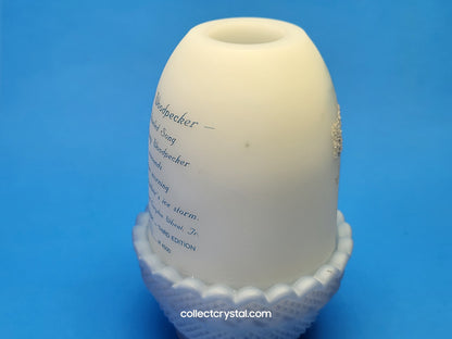 FENTON WOODPECKER FAIRY LAMP, Light BIRDS OF WINTER DOWNY # 531 / 4500 hp signed