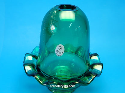 Fenton Fairy Light Lamp Glitter Angel Book Carols Emerald Green 2008 HP C. Smith