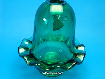 Fenton Fairy Light Lamp Glitter Angel Book Carols Emerald Green 2008 HP C. Smith