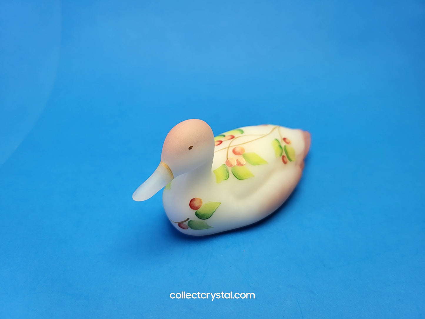 Fenton Burmese Satin Glass Mallard Duck Figurine QVC # C16283 Signed D. Thornton