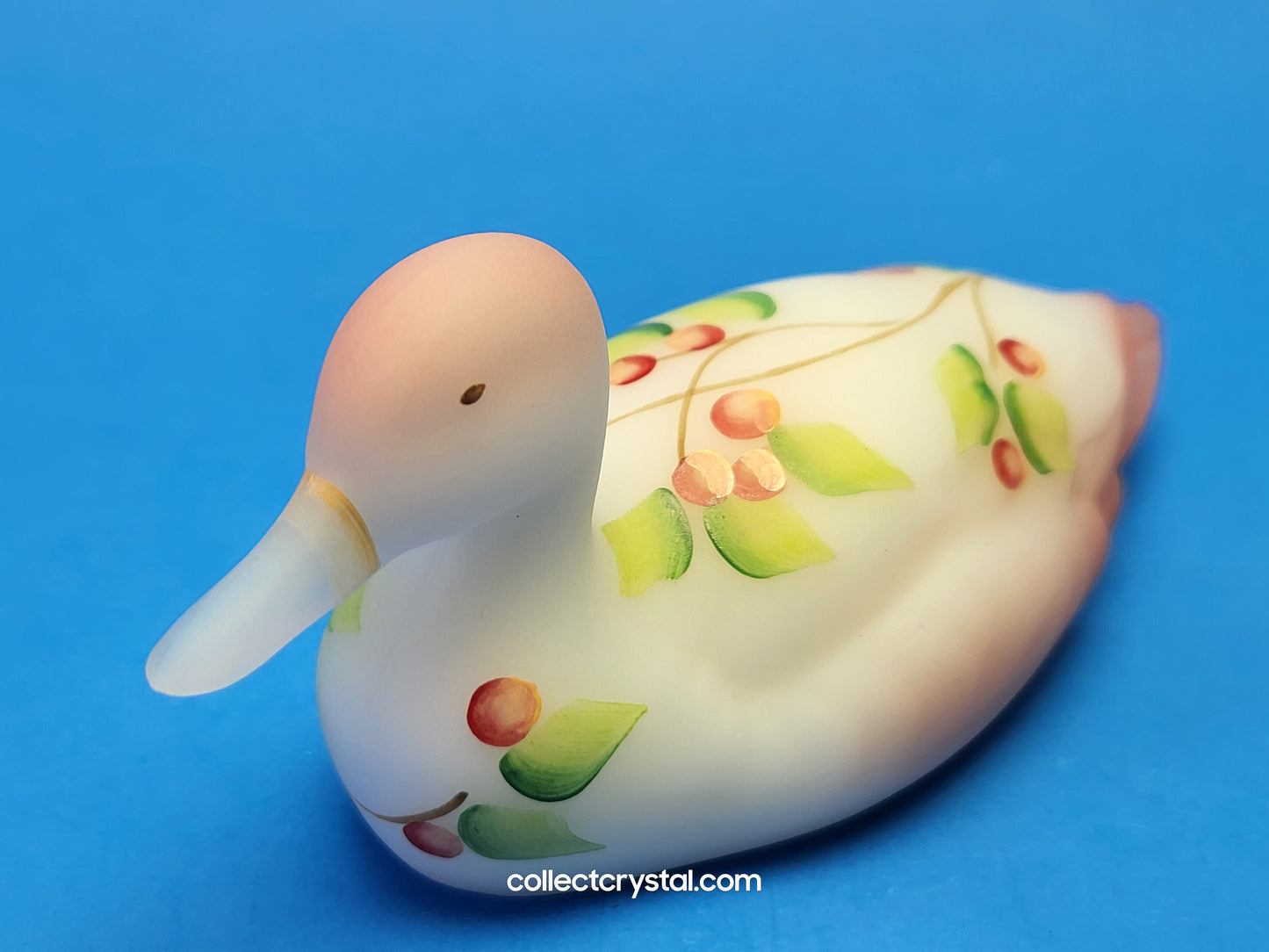Fenton Burmese Satin Glass Mallard Duck Figurine QVC # C16283 Signed D. Thornton