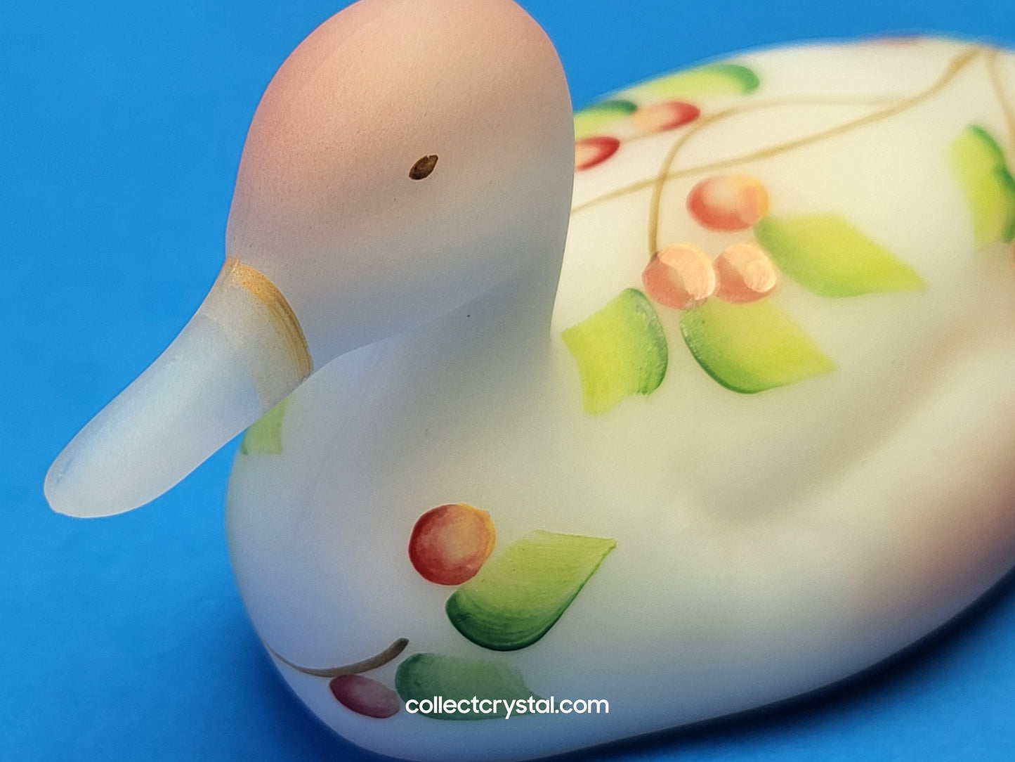 Fenton Burmese Satin Glass Mallard Duck Figurine QVC # C16283 Signed D. Thornton