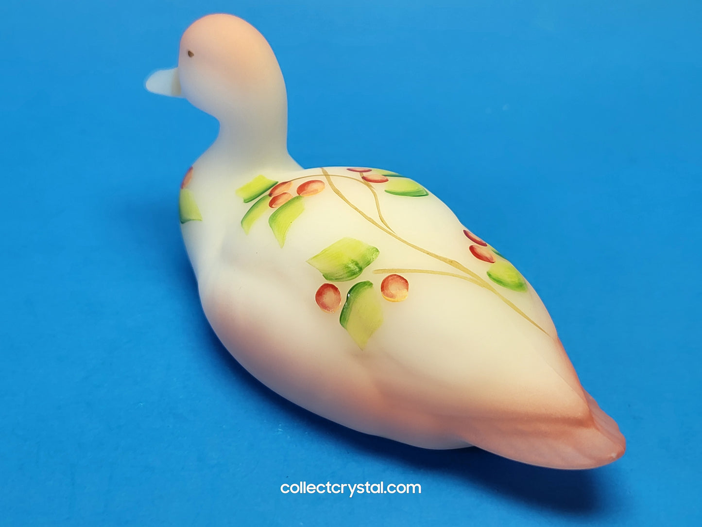 Fenton Burmese Satin Glass Mallard Duck Figurine QVC # C16283 Signed D. Thornton