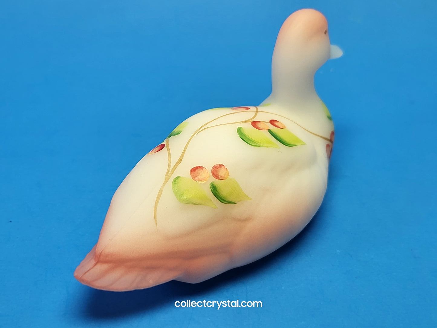 Fenton Burmese Satin Glass Mallard Duck Figurine QVC # C16283 Signed D. Thornton
