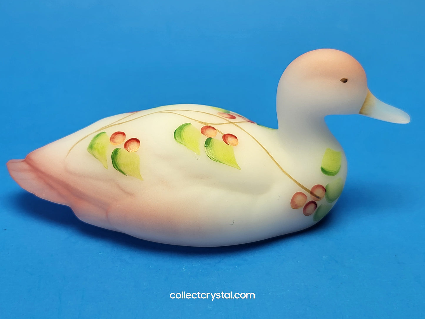 Fenton Burmese Satin Glass Mallard Duck Figurine QVC # C16283 Signed D. Thornton