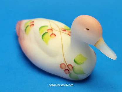 Fenton Burmese Satin Glass Mallard Duck Figurine QVC # C16283 Signed D. Thornton